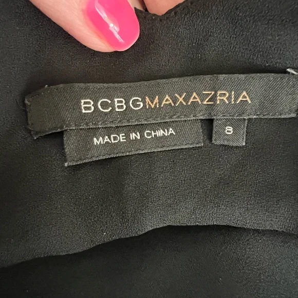 BCBG Max Aria 100% Silk Black Floral Dress - Picture 6 of 8